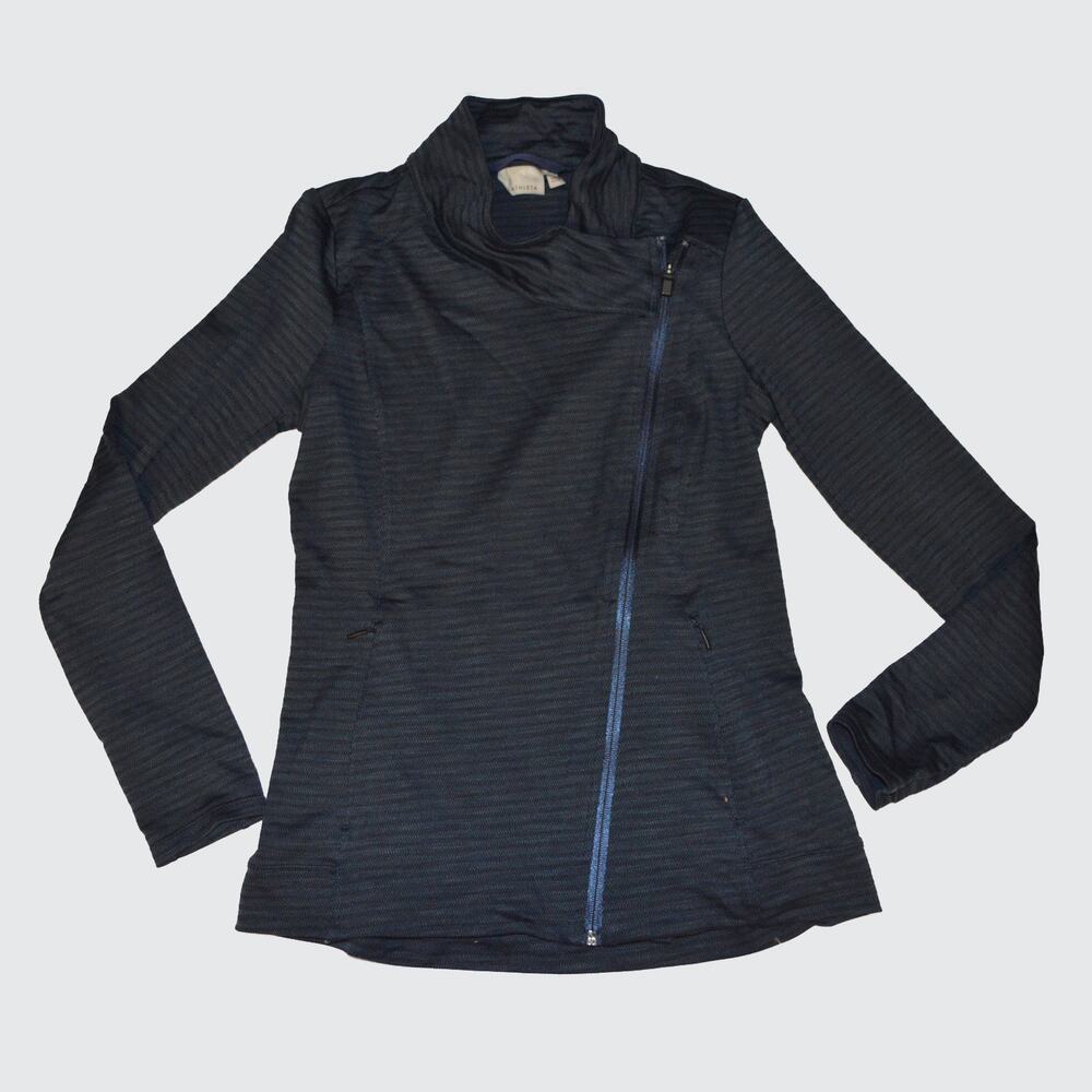 Athleta Small Navy Women's jacquard intention asymmetrical zip jacket